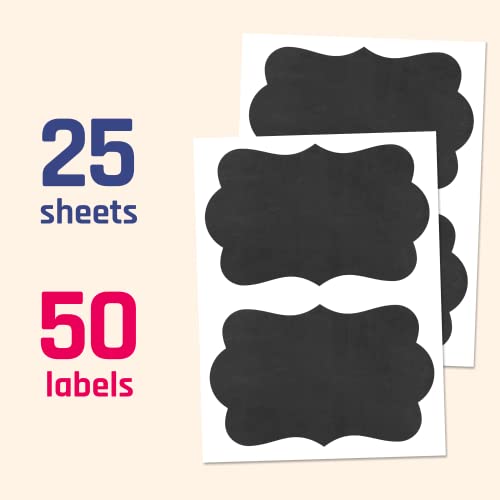 50 Pack, Large Chalkboard Labels Stickers - Cloud Design, 6" x 4"