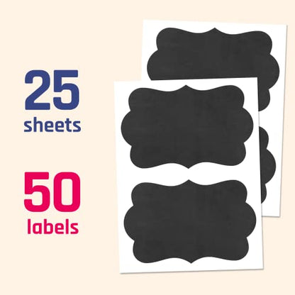 50 Pack, Large Chalkboard Labels Stickers - Cloud Design, 6" x 4"