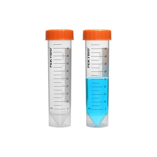PEKYBIO Centrifuge Tubes 50ml Self-Standing Sterilized Polypropylene Graduated Test Tube with Seal Screw Cap Sample Storage Container, Pack of 50 - size: 50ML Self Standing