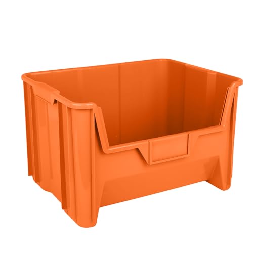 HE HUDSON EXCHANGE 20" x 15" x 12.5" Plastic Giant Stackable Hopper Bin, Orange - color: Orange, size: 1 Pack