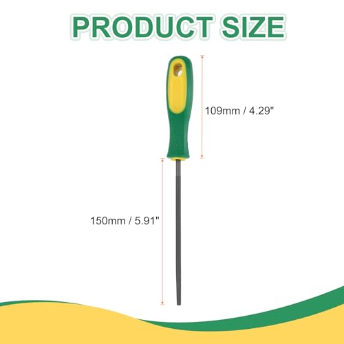 HARFINGTON 6" Round Coarse Cut File Double Cut Teeth Coarse Metal File High Carbon Steel T12 with Plastic Handle for Metal Wood Finishing Roughing, Grey/Yellow-Green - size: 6", style: Coarse Cut