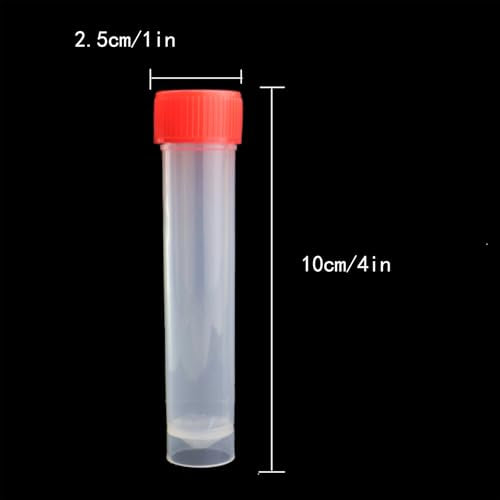 20PCS 20mL Plastic Freezer Test Tubes Small Vial Containers with Screw Caps Sampling Tubes for Laboratory Cryogenic Storage of Samples Powders and Liquids Red Transparent