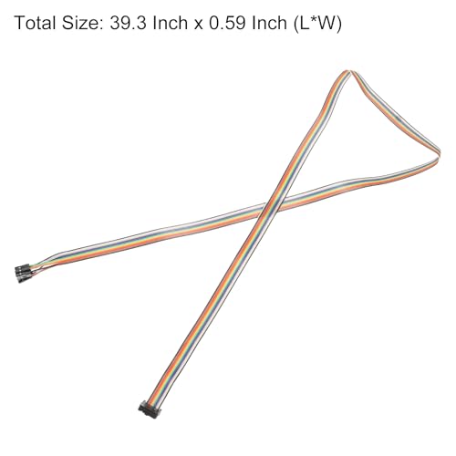 MECCANIXITY 1 Pcs IDC Rainbow Wire Flat Ribbon Cable FC-Female to 12P 39.3 Inch Length 2.54mm Pitch Breadboard Jumper Wires for Electronic Projects - size: 39.3 Inch, style: 12 Pin