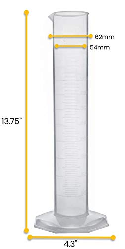 Graduated Cylinder, 500mL - Class A Tolerance - Octagonal Base - TPX Plastic - Industrial Quality, Autoclavable - Eisco Labs - size: 500mL