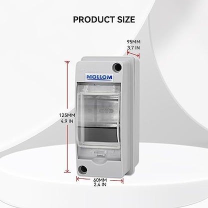 MOLLOM 2 Way Circuit Breaker MCB Distribution Protection Box - color: HT, size: 2Way | 60x95x125 MM