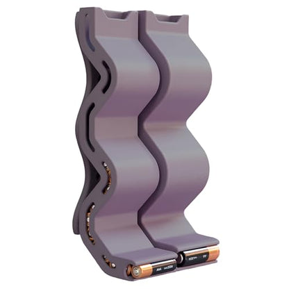 AA & AAA Battery Chute Combo, Wall-Mounted Battery Organizer & Dispenser – No-Jam FIFO Design, Holds 18 AA & 25 AAA Batteries – Purple - color: Purple