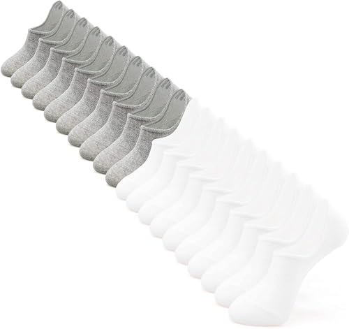 IDEGG No Show Socks Women 10 Pairs Low Cut Anti-Slid Athletic Casual Socks - color: Color D - 5 White and 5 Gray, size: 5-8.5