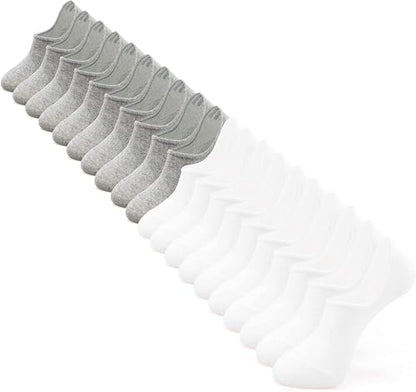 IDEGG No Show Socks Women 10 Pairs Low Cut Anti-Slid Athletic Casual Socks - color: Color D - 5 White and 5 Gray, size: 5-8.5