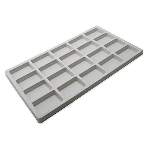 cBox CuteBox Company White Plastic Tray (14.75” x 8.25” x 1”) with 20 Compartment White Flocked Tray Insert for Jewelry Storage, Organization, Merchandise, Display - color: 1pc, size: 20 Compartment