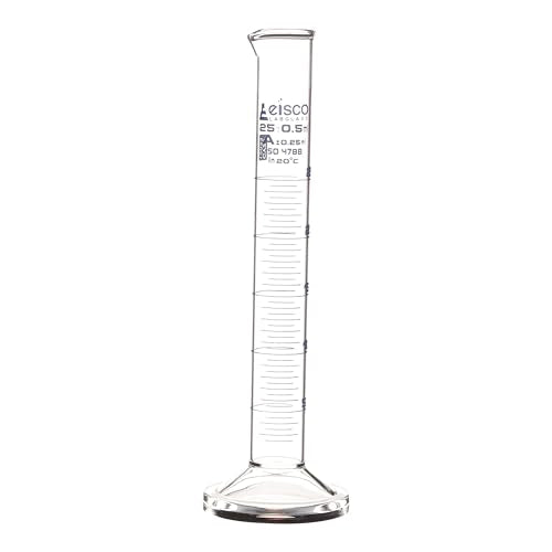 Graduated Cylinder, 25ml - Class A Tolerance ±0.25ml - Round Base - Blue Graduations - Borosilicate 3.3 Glass - Eisco Labs - size: 25mL