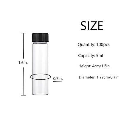 5ml Clear Small Glass Vials 100pcs with Screw Caps(100pcs) - color: Clear, size: 5ml 100pcs