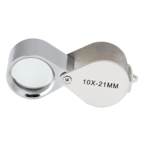 Othmro 1Pcs Magnifier 10X Lens Diameter 21mm Whistle Shape Foldable Jewelry Loupe Magnifying Glass Silver - color: 10 X/21mm