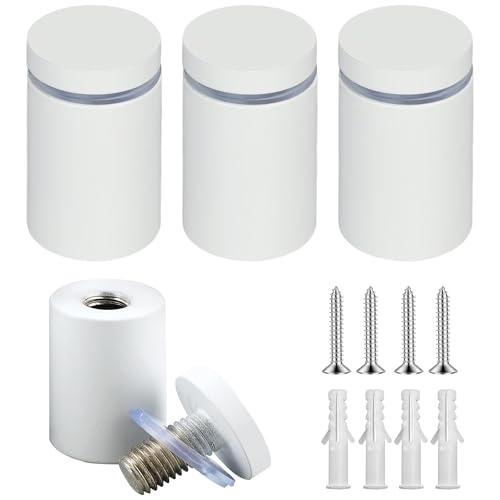 Alise 3/4"x1" Sign Standoff Screws, Wall Mount Glass Standoff, White, 4 Pcs - color: White, size: (4P)19x25mm