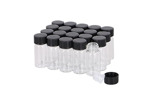 14Pcs 5ml Clear Glass Sample Vials, Liquid Sampling Sample, Screw Caps Small Glass Bottle, With Plastic Stoppers, Leak-Proof Vial, For laboratory, Essential Oil, Perfume, Reagents - style: 5ml 14Pcs