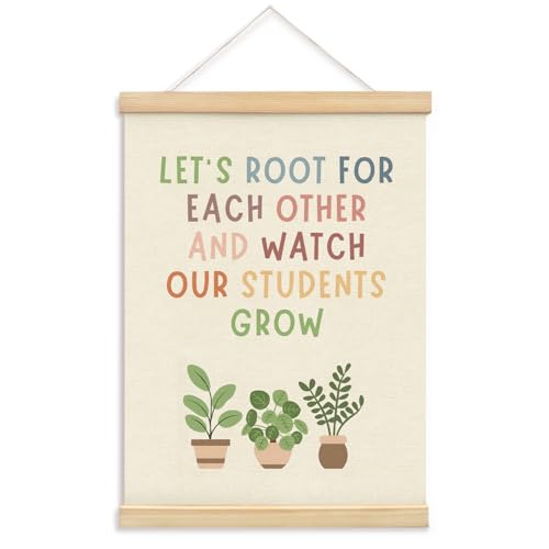 Classroom Decor, Inspirational Let's Root For Each Other Canvas Wall Hanging,Motivational Wall Hanging Flag for Homeschool Kids Boys Girls Room Bedroom Playroom Decor 12x16 Inch Grow - color: grow