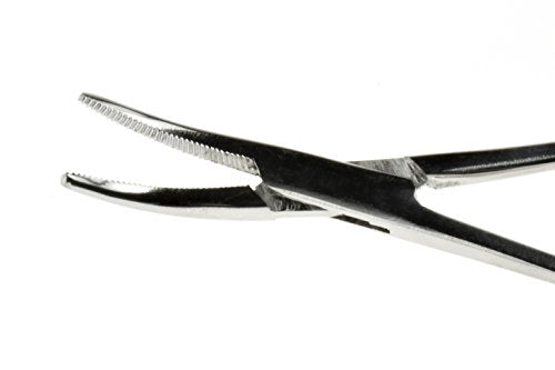 SE 5-Inch Stainless Steel Curved Forceps - Self-Locking, Serrated Tip for Precision Grip and Clamping - Perfect for Crafting, Fishing Tasks, Jewelry Making, and More! -651FC - size: 5", style: Curved