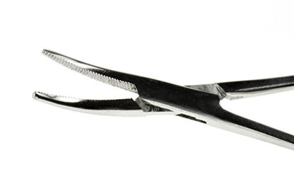 SE 5-Inch Stainless Steel Curved Forceps - Self-Locking, Serrated Tip for Precision Grip and Clamping - Perfect for Crafting, Fishing Tasks, Jewelry Making, and More! -651FC - size: 5", style: Curved