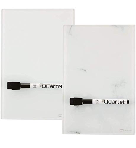 Quartet Glass Desktop Notepad, 9" x 6", Whiteboard, Dry Erase Surface, Marble/White,2 Pack (GDP96) - color: White, style: Desktop Notepad (2pk)