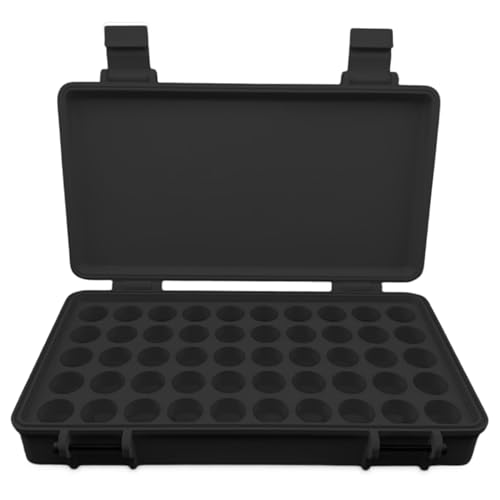 3D Printed Vial Storage Case - Waterproof 3ml Vial Storage Case with 50 Slots - Freezer Safe Hard Shell Essential Oil Case for Home, Fridge, Travel, 16mm Max Diameter, 35mm Max Height - color: Black, size: 50 Slots