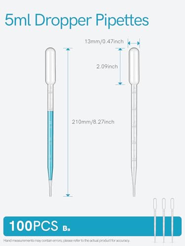 5ML Pipettes Dropper 100PCS, Disposable Plastic Transfer Pipettes - size: 5.0ml-100PCS