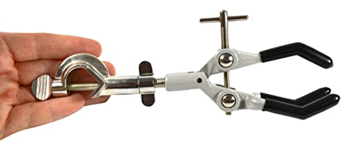 Eisco Lab Clamp for Lab Stand, Beaker Holder or Flask Clamp - Heat Resistant PVC Coated Prongs for Holding Objects up to 3.5 Inch Diameter - Boss Head Connects to Lab Stand Rods - size: 1 Pack