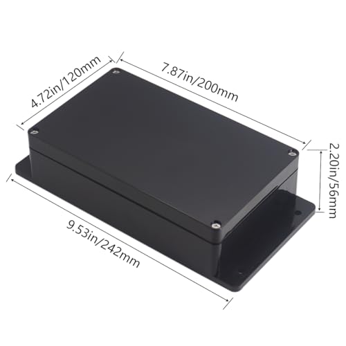 Project Box ABS Black Electrical Boxes IP65 Outdoor Waterproof Box Electronic Junction Box Fixed Ear Power Enclosure with Cable Glands for DIY Project 7.87 x 4.72 x 2.2 inch (200x120x56mm) - size: 7.87"x4.72"x2.2"