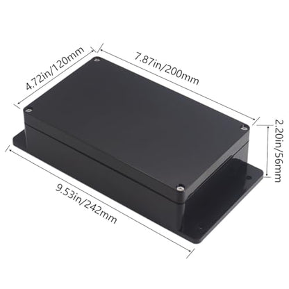 Project Box ABS Black Electrical Boxes IP65 Outdoor Waterproof Box Electronic Junction Box Fixed Ear Power Enclosure with Cable Glands for DIY Project 7.87 x 4.72 x 2.2 inch (200x120x56mm) - size: 7.87"x4.72"x2.2"