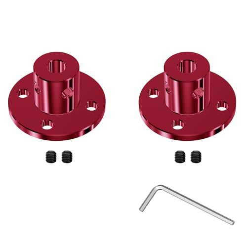 2Pcs 5mm Flange Shaft Coupling, Rigid Coupling, Red - size: 5mm id-15mm od