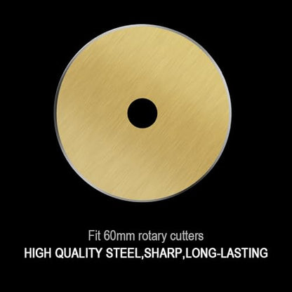HEADLEY TOOLS Titanium Coated 60mm Rotary Cutter Blades 10 Pack Fits Olfa, Fiskars, Replacement Rotary Blade for Arts Crafts Sewing