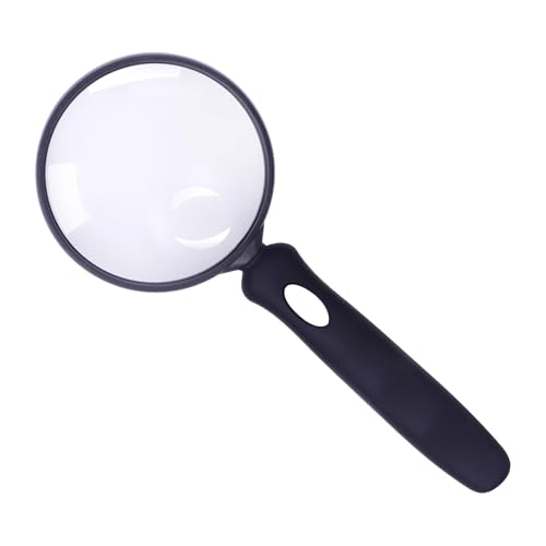 Lakei 10X Handheld Reading Magnifier Glass, Non-Slip Handle,75mm(Black) - color: Black, size: 75mm