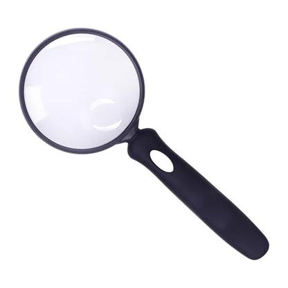 Lakei 10X Handheld Reading Magnifier Glass, Non-Slip Handle,75mm(Black) - color: Black, size: 75mm