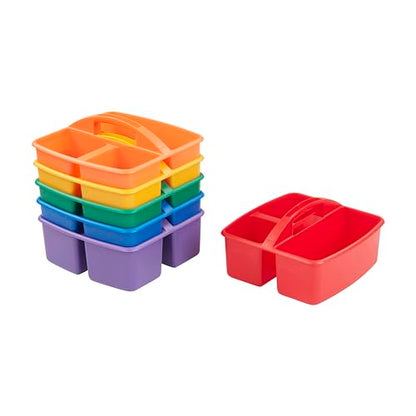 ECR4Kids 3-Compartment Small Storage Caddy Organizer, 6-Pack, Primary - color: Primary