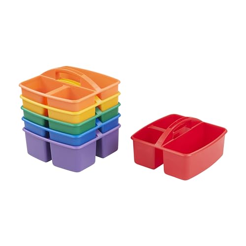 ECR4Kids 3-Compartment Small Storage Caddy Organizer, 6-Pack, Primary - color: Primary