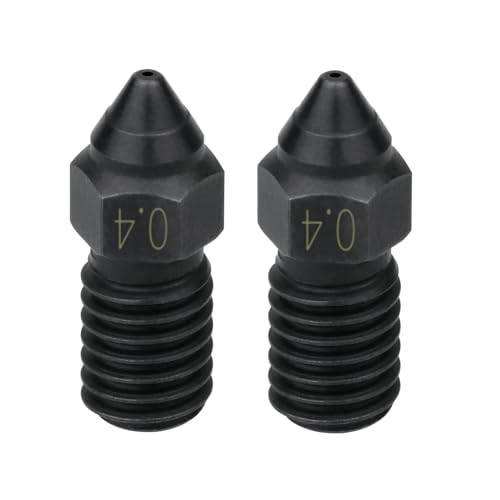 2pcs Ender 3 V3 SE Hardened Steel Nozzles Spider Hotend High Speed Nozzle High Temperature Compatible with Creality Ender 7 / Ender 5 S1 3D Printer Accessories Replament (2X 0.4mm) - size: 0.4mm