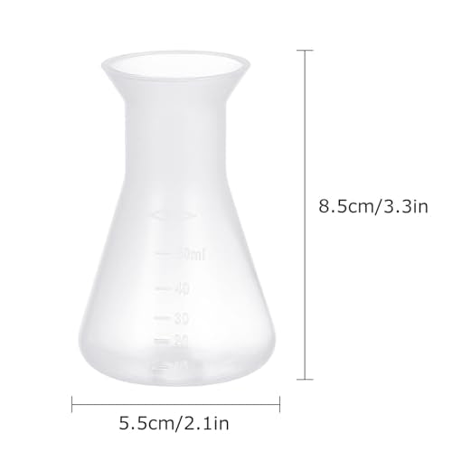 Baluue 5 pcs Plastic Erlenmeyer Flask Set Clear Conical Flask with Scale Narrow Neck Solid Base 3.14 X 1.96 X 1.96 in for Chemistry Education Research Science Experiments