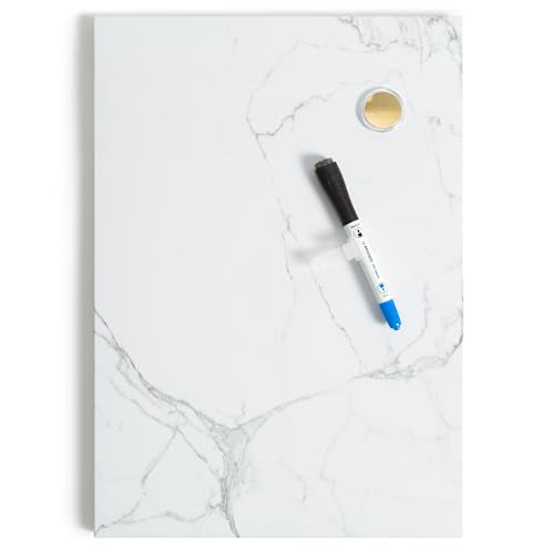 U Brands Magnetic Marble Print Dry Erase Board White Board, 11" x 15.5", Frameless, Includes Magnet and Marker - size: 11"W x 15.5"H
