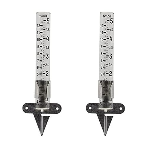 Taylor 2 Pack Rain Gauge Outdoor Glass 5 Inch Capacity
