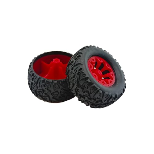 10PCS Toy Car Wheel RC Car Rubber Tire Wheel with 5PCS Round Rod Shaft Axles for RC Car Truck Robot DIY Model Toy Parts (2x44mm Red) - style: 2x44mm Red