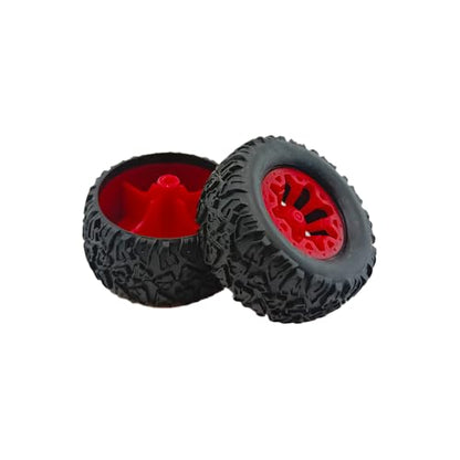 10PCS Toy Car Wheel RC Car Rubber Tire Wheel with 5PCS Round Rod Shaft Axles for RC Car Truck Robot DIY Model Toy Parts (2x44mm Red) - style: 2x44mm Red