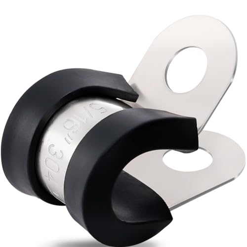 OURU 5/16 Inch Cable Clamps, Rubber Coated Insulated Clamps, 100pcs, 8mm - size: 100 PCS - 5/16 Inch