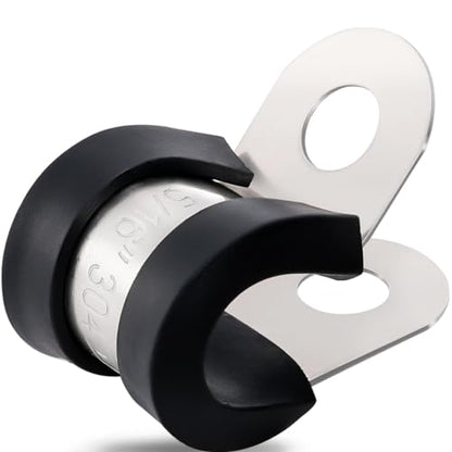 OURU 5/16 Inch Cable Clamps, Rubber Coated Insulated Clamps, 100pcs, 8mm - size: 100 PCS - 5/16 Inch