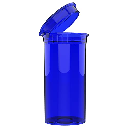 Dragon Chewer 13 Dram CR Plastic Packaging Pop Top Containers - Child Resistant Travel Holder Vial Bottles - 315 qty (Translucent Blue) - color: Translucent Blue