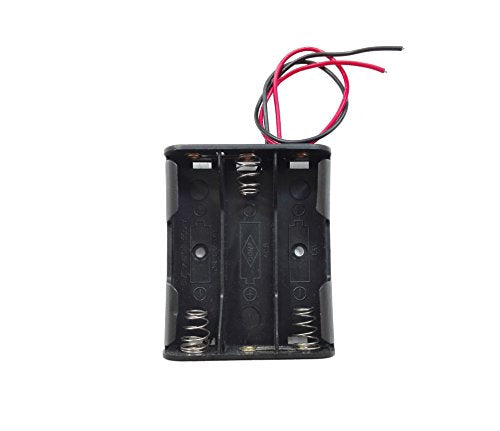 6PCS 3 x 1.5V AA Battery Spring Clip Black Plastic 3 x 1.5V AA Battery Case Holder Box Black Red Wire Leads
