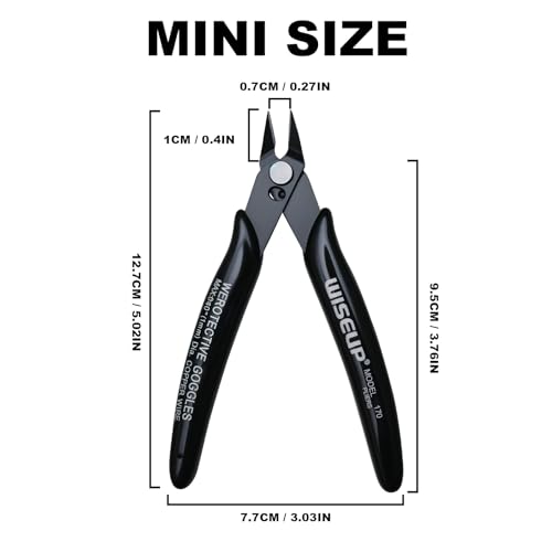 WISEUP 5pcs Small Wire Cutters, 170 Micro Flush Cutter Side Zip Tie Cutter