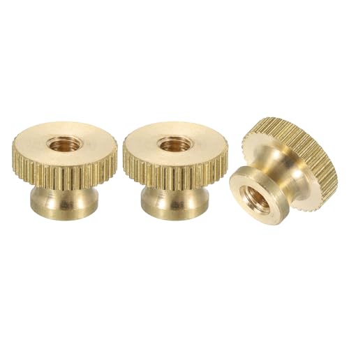uxcell Knurled Thumb Nuts, 3Pcs M4 x D12mm x H8mm Brass High Head Through Hole with Collar High Head Through Hole Round Knobs Fasteners for 3D Printer Parts, Machine Tools - size: M4 x D12mm x H8mm
