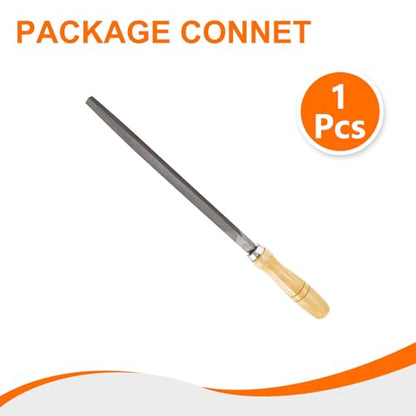 HARFINGTON Triangle Thin Teeth Cut File 10" Double Cut Teeth High Carbon Steel Hand Rasp File Wood Handle for Metal Wood Deburring Removing - size: 10", style: Thin