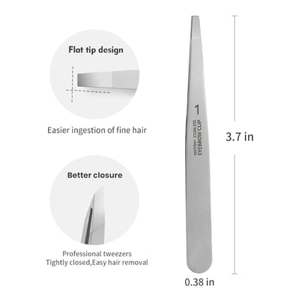 Stainless Steel Precision Eyebrow Tweezers Flat Tweezers for Eyebrows for Women-for Facial Hair and Ingrown Hair Removal Beauty Tools - color: 1 Pack (Flat)