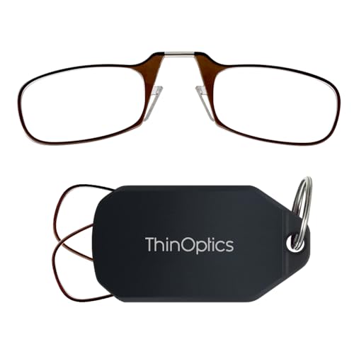 Always With You by ThinOptics Classic Keychain Reading Glasses - color: Black Case / Brown Frames