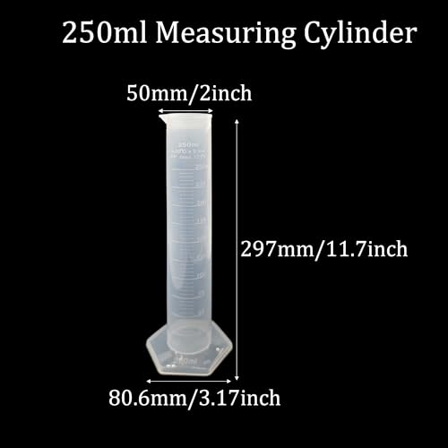 250ml Measuring Cylinder, Plastic Transparent Graduated Cylinder, Science Test Tube Flask, 2-Sided Bule Measuring Lines Graduated Cylinder Beaker - size: 250ml