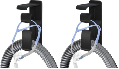 CPAP Hose Holder Hanger cpap Mask Hook & Tubing Holder for Bed with Anti-Skid Function Avoids Hose Tangle and 4 Removable Refill Strips（Damage-Free Hanging） cpap Machine Supplies (Pack of 2) - size: 1 (Pack of 2)